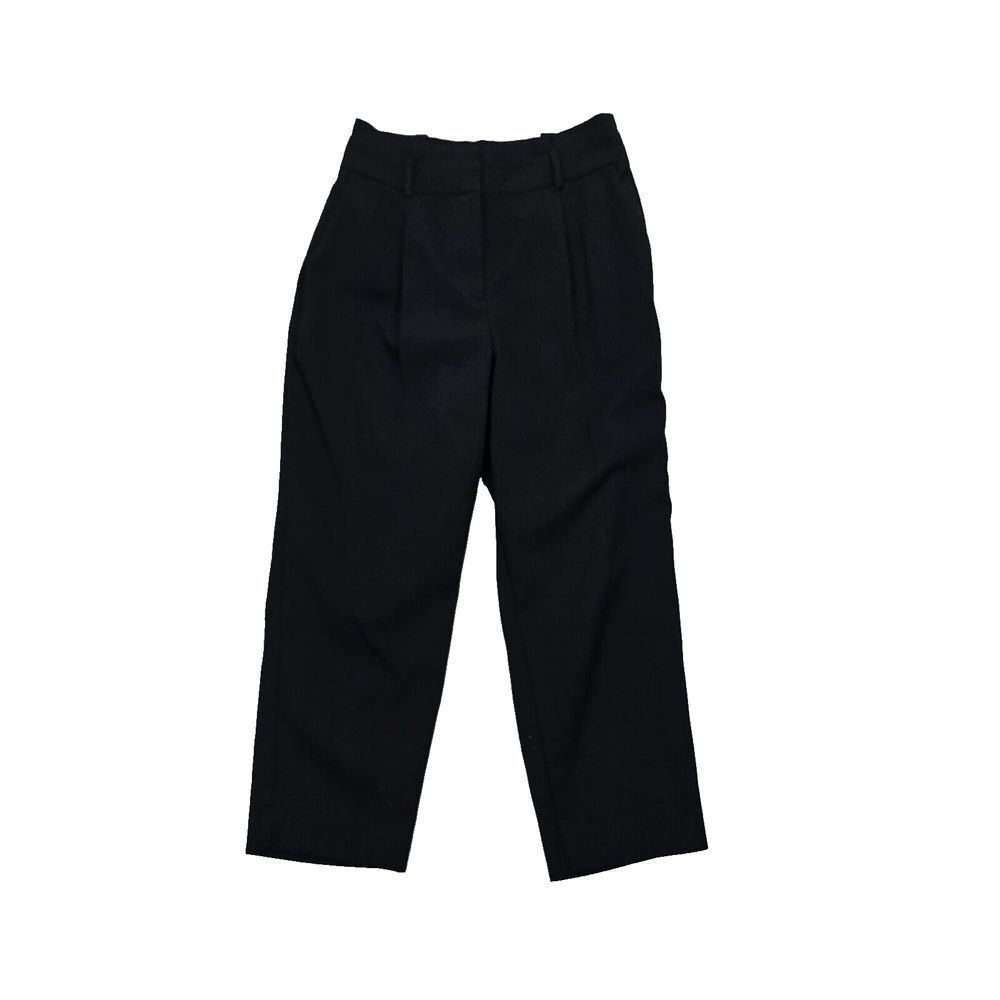 Ann Taylor Womens Pants Black Straight Leg Pleated Workwear Stretch Size 8Petite
